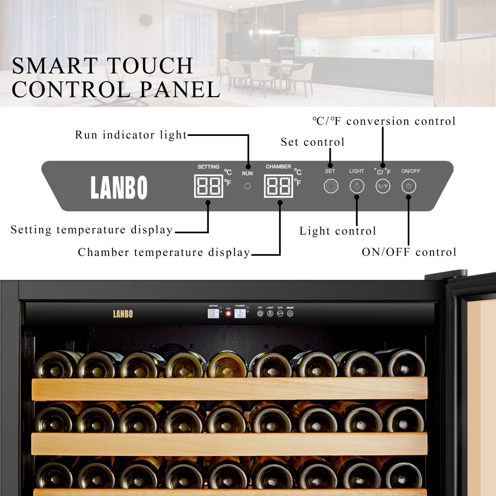 LANBO Red Wine Cellar 289 Bottle Black Compressor Wine